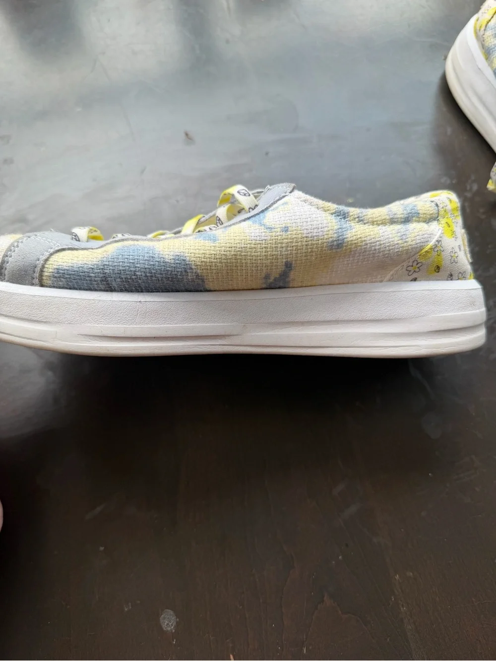 Hey Dude Karina you Daisy Dye Kids Floral Yellow & Gray Slip-On Shoe